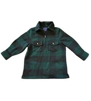 NWT Lil' Hickory Kids Long Sleeve Buffalo Plaid 1/4 Zip Flannel Shirt